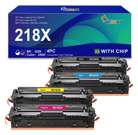 KIXUNY: KIXUNY 218X toner 4-pack (K/C/M/Y), listed "with chip" (seller's product photo)